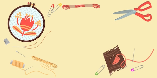 Set de materiale pentru broderie pe o masă luminoasă